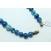 Beautiful Single Line Natural Blue Onyx Round Beads Stones NECKLACE 17 inch